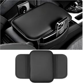 Car Center Console Cover, Leather Vehicle Arm Rest Cushion Mat with Storage Pocket, Waterproof Anti-Scratch Auto Interior Armrest Pad Accessiories Universal for SUV, Truck, RV（Coffee）