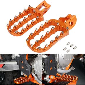 NICECNC Orange Forged Wide Foot Pegs Footrest Compatible with KTM 125-500XC/XCF/SX/SXF/EXC/EXCF,Husqvarna 125-501TX/FX/TE/FE/TC/FC 2017-22,GasGas EC250/300 EX300 EX250F/350F/450F 21-23