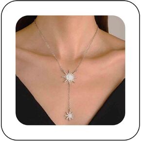 Bohemian Crystal Sunburst Choker Necklace Gold Starburst Y Lariat Necklace Cz Paved Sunburst Pendant Necklace Rhinestone Snowflake Chain Necklace Jewelry for Women Gifts