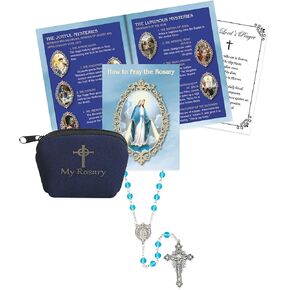 How To Pray The Rosary Pamphlet Catholic Guide - Rosary Prayer Pamphlet, Virgin Mary Rosary, Zippered Rosary Case, Lord's Prayer Card - How To Pray The Rosary Booklet Catholic Instruction Set, 4 Items