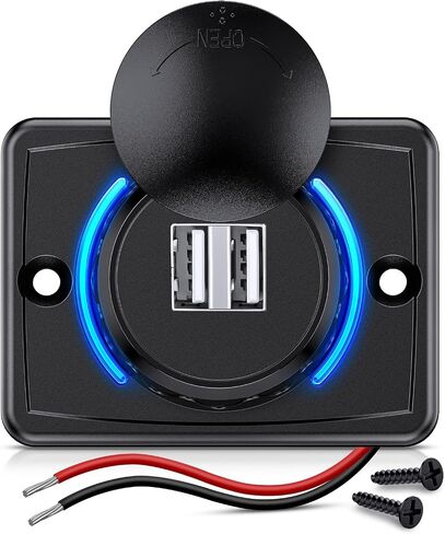 Nilight 2 Pack Car Cigarette Lighter Socket DC 12V Waterproof Power Outlet Adapter Replacement with Terminals Wires and Screws for Marine Boat Motorcycle, Boat, Car,Truck, RV, ATV,2 Years Warranty in Kuwait