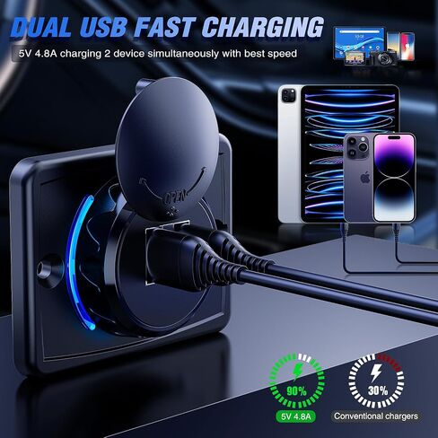 Nilight 2 Pack Car Cigarette Lighter Socket DC 12V Waterproof Power Outlet Adapter Replacement with Terminals Wires and Screws for Marine Boat Motorcycle, Boat, Car,Truck, RV, ATV,2 Years Warranty in Kuwait