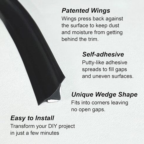 InstaTrim Flexible Self-Adhesive Trim Bundle with Applicator - Trim Caulking Kit with 10 ft White 1/2 in Wide Caulk Strip, 6 Corner and End Caps, and Applicator Tool in Saudi Arabia