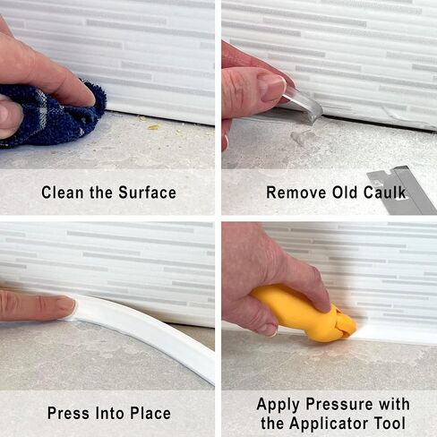 InstaTrim Flexible Self-Adhesive Trim Bundle with Applicator - Trim Caulking Kit with 10 ft White 1/2 in Wide Caulk Strip, 6 Corner and End Caps, and Applicator Tool in Saudi Arabia