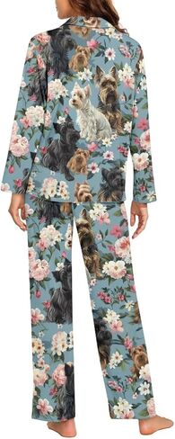 طقم بيجامة للنساء قطعتين طقم بيجامة نسائي بأزرار لأعلى وسراويل مقاس XS-4XL ملابس نوم in Kuwait