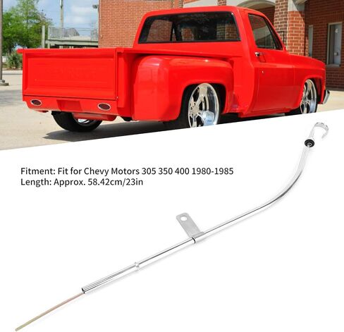 23in Engine Oil Dipstick,Silver Passenger Side Oil Dipstick Stainless Steel Accessory Fit for SBC 305 350 400 1980?1985 in Saudi Arabia