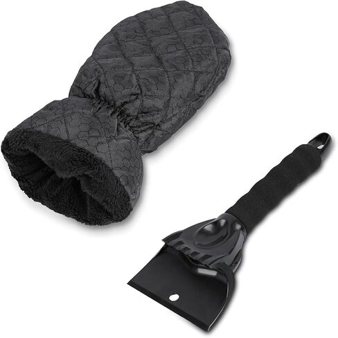 Ice Scraper with Glove - Waterproof & Windproof Ice Scraper Mitt for Car Windshield Window - Warm & Cozy Snow Remover Glove Auto Snow Brush with Foam Grip - Winter Accessories No Scratch for Car in Saudi Arabia
