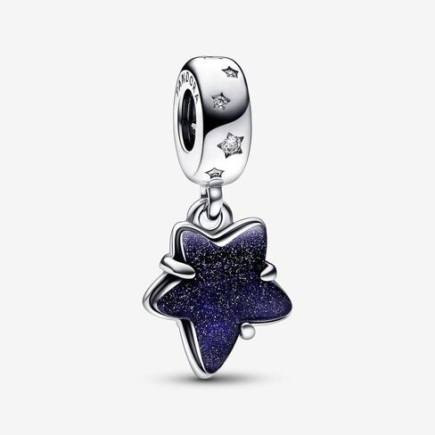 PANDORA Celestial Galaxy Star Murano Dangle Charm - Compatible Moments Bracelets - Jewelry for Women - Gift for Women - Made with Sterling Silver & Cubic Zirconia, With Gift Box in Saudi Arabia