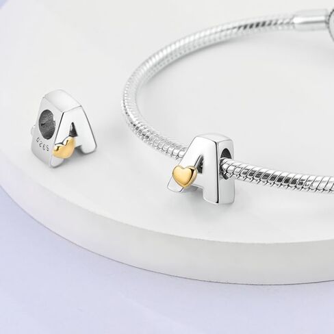 LIGHTDOG Women 925 Silver Charms 26 Heart Letters Beads Pendant for Bracelets Women Fit Pandora Bracelets Hypoallergenic Beads in Kuwait