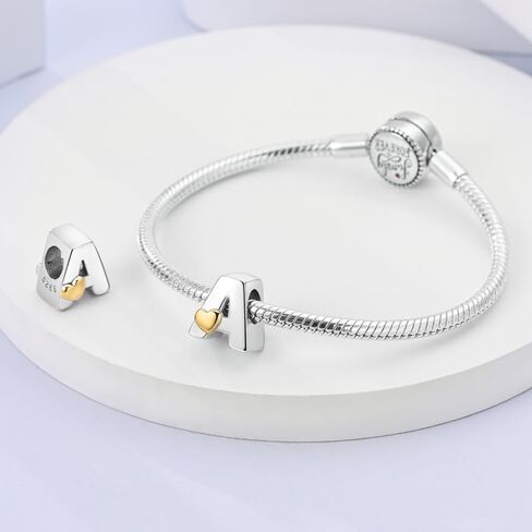 LIGHTDOG Women 925 Silver Charms 26 Heart Letters Beads Pendant for Bracelets Women Fit Pandora Bracelets Hypoallergenic Beads in Kuwait