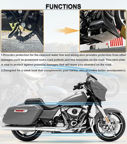 لوح انزلاقي لحماية المحرك السفلي يناسب Harley Davidson Touring Street Glide 2024-up، CVO Street Glide 2024-up، Road Glide 2024-up، CVO Road Glide & CVO Road Glide ST 2024-up (أسود) in Kuwait