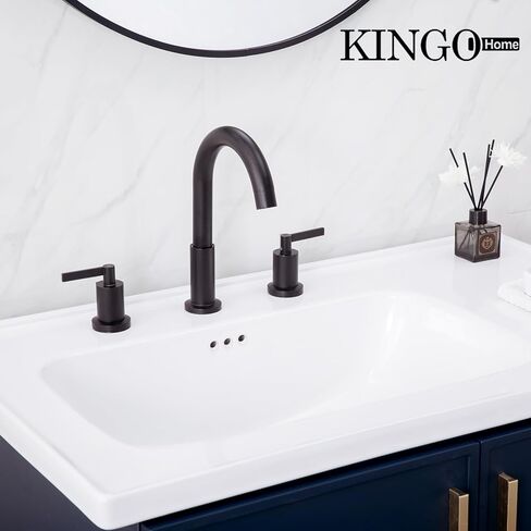 صنبور حمام من النيكل المصقول ذو 3 فتحات، KINGO HOME حديث واسع الانتشار مقاس 8 بوصة بمقبضين صنبور حوض الحمام، صنبور لحوض الحمام مع استنزاف منبثق وخطوط إمداد in Kuwait