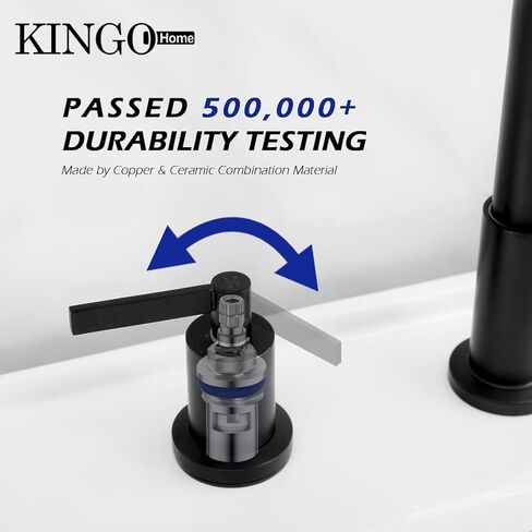 صنبور حمام من النيكل المصقول ذو 3 فتحات، KINGO HOME حديث واسع الانتشار مقاس 8 بوصة بمقبضين صنبور حوض الحمام، صنبور لحوض الحمام مع استنزاف منبثق وخطوط إمداد in Kuwait