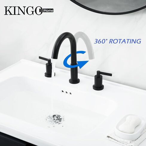 صنبور حمام من النيكل المصقول ذو 3 فتحات، KINGO HOME حديث واسع الانتشار مقاس 8 بوصة بمقبضين صنبور حوض الحمام، صنبور لحوض الحمام مع استنزاف منبثق وخطوط إمداد in Kuwait