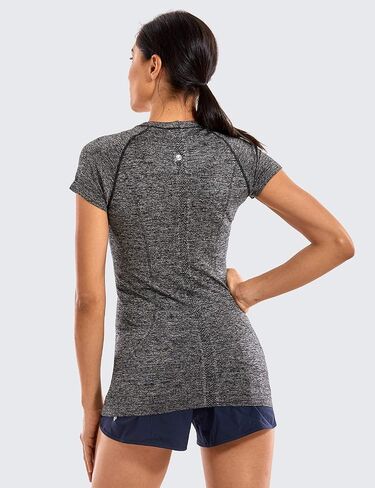 CRZ YOGA Seamless Workout Shirts for Women Short Sleeve Sports Tees Quick Dry Breathable Gym Athletic Tops in Saudi Arabia