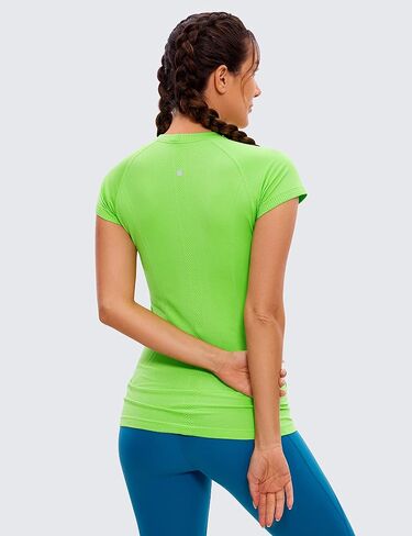 CRZ YOGA Seamless Workout Shirts for Women Short Sleeve Sports Tees Quick Dry Breathable Gym Athletic Tops in Saudi Arabia