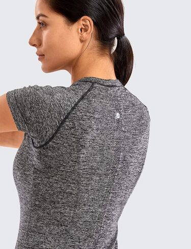 CRZ YOGA Seamless Workout Shirts for Women Short Sleeve Sports Tees Quick Dry Breathable Gym Athletic Tops in Saudi Arabia