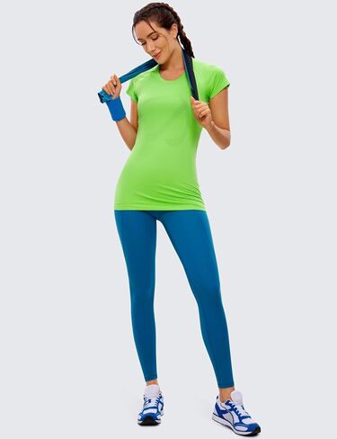 CRZ YOGA Seamless Workout Shirts for Women Short Sleeve Sports Tees Quick Dry Breathable Gym Athletic Tops in Saudi Arabia