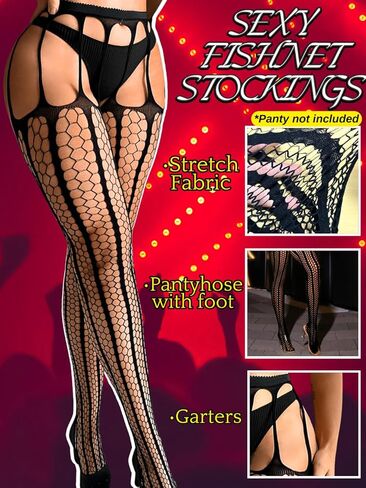 جوارب شبكية من Kaei&Shi للنساء، مجموعة حزام رباط وأعلى الفخذين، حمالة ملابس داخلية مثيرة من شبكة صيد السمك in Kuwait