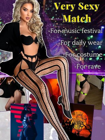 جوارب شبكية من Kaei&Shi للنساء، مجموعة حزام رباط وأعلى الفخذين، حمالة ملابس داخلية مثيرة من شبكة صيد السمك in Kuwait