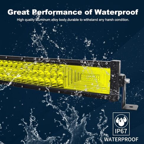 RIGIDON 52 Inch 675W Curved Amber LED Light Bar, Triple Row Flood Spot Combo 67500LM Light Bar Waterproof Driving Boat Offroad LED Work Light for ATV UTV Truck Roof Bumper in Kuwait