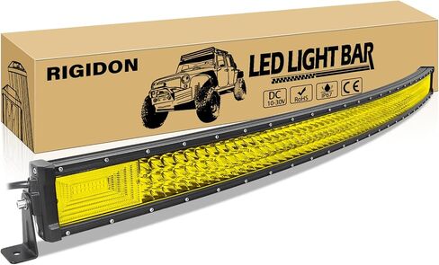 RIGIDON 52 Inch 675W Curved Amber LED Light Bar, Triple Row Flood Spot Combo 67500LM Light Bar Waterproof Driving Boat Offroad LED Work Light for ATV UTV Truck Roof Bumper in Kuwait
