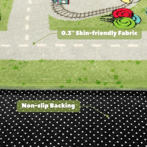 LIVEBOX Large Playroom Rug 5'x7' Kids Play Mat for Classroom, Road Traffic Carpet for Boys Girls Playing Cars Toys, City Life Nursery Car Rug for Toddlers Bedroom Kids Room in Kuwait