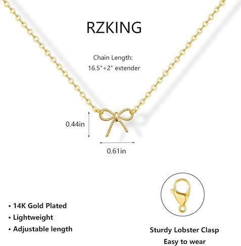 RZKING Gold Necklace for Women, Dainty Butterfly Heart Bow Rose Necklace, Gifts for Best Friend Sister Mom Girlfriend, Graduation Chritmas Birthday Anniversary Thank You Gifts in Saudi Arabia