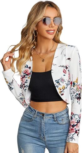 Milumia Women Floral Casual Crop Blazer Open Front Lightweight Outwear in Saudi Arabia