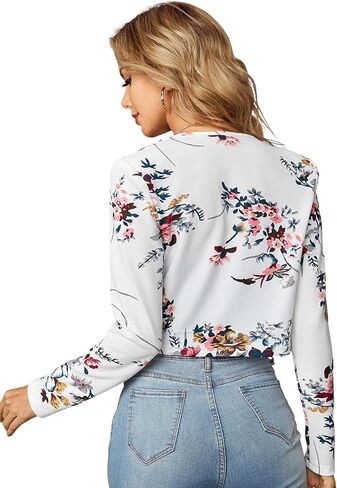 Milumia Women Floral Casual Crop Blazer Open Front Lightweight Outwear in Saudi Arabia