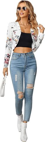 Milumia Women Floral Casual Crop Blazer Open Front Lightweight Outwear in Saudi Arabia