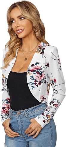 Milumia Women Floral Casual Crop Blazer Open Front Lightweight Outwear in Saudi Arabia