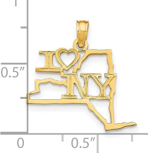 I Love New York NY Letters with Heart on State Shaped Pendant in Real 10k or 14k Gold in Saudi Arabia