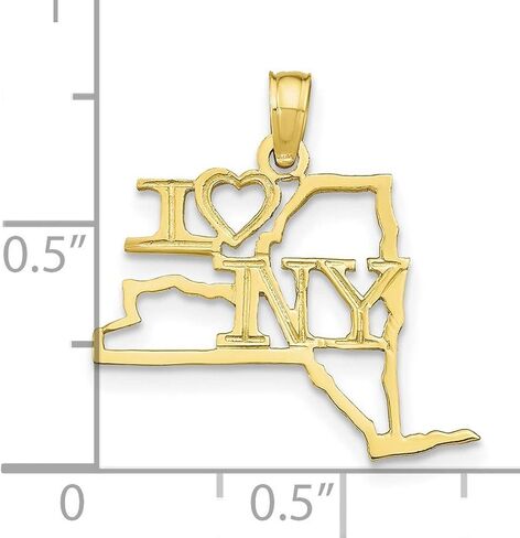 I Love New York NY Letters with Heart on State Shaped Pendant in Real 10k or 14k Gold in Kuwait