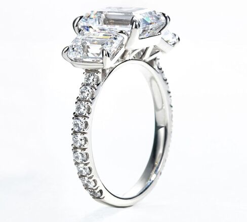 Bo.Dream Promise Rings for Her Emerald/Cushion/Radiant Cut 5ct 3-stone Cubic Zirconia Platinum Plated 925 Silver in Kuwait