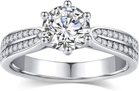 Moissanite Engagement Ring 1CT/2CT D Colour Excellent Round Cut Moissanite Rings Sterling Silver Promise Anniversary Ring for Women in Saudi Arabia
