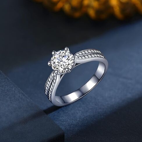 Moissanite Engagement Ring 1CT/2CT D Colour Excellent Round Cut Moissanite Rings Sterling Silver Promise Anniversary Ring for Women in Saudi Arabia