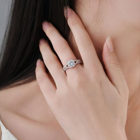 Moissanite Engagement Ring 1CT/2CT D Colour Excellent Round Cut Moissanite Rings Sterling Silver Promise Anniversary Ring for Women in Saudi Arabia