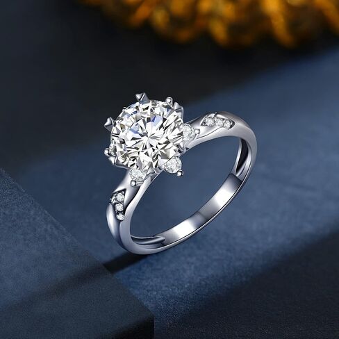 Moissanite Engagement Ring 1CT/2CT D Colour Excellent Round Cut Moissanite Rings Sterling Silver Promise Anniversary Ring for Women in Saudi Arabia