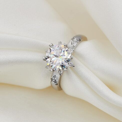 Moissanite Engagement Ring 1CT/2CT D Colour Excellent Round Cut Moissanite Rings Sterling Silver Promise Anniversary Ring for Women in Saudi Arabia