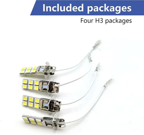4 قطع مصابيح ضباب LED للسيارة H1، 2.4 بوصة × 0.4 بوصة معدنية فائقة السطوع 12SMD-5050 رقاقة التوصيل والتشغيل مصابيح LED منخفضة الشعاع، مصباح إضاءة قيادة عالمي مقاوم للماء 12 فولت لشاحنات السيارات وسيارات الدفع الرباعي (الضوء الأبيض) in Kuwait