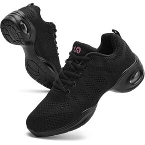PPQ Women's Jazz Shoes Lace-up Sneakers Modern Dance Shoes Air Cushion Platform Walking Dance Shoes