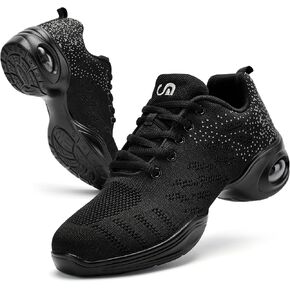 PPQ Women's Jazz Shoes Lace-up Sneakers Modern Dance Shoes Air Cushion Platform Walking Dance Shoes