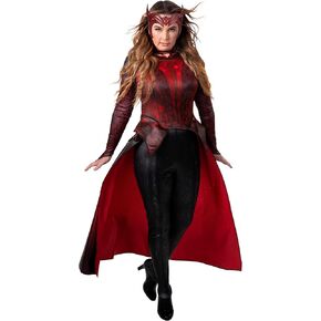MARVEL Scarlet Witch Official Adult Costume - Premium Printed Top with Attached Train, Pants, and Fabric Headpiece (S)