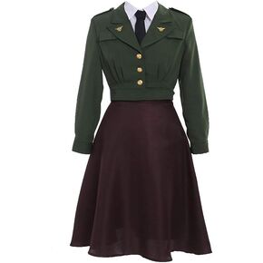 Women's Officer Uniform Agent Peggy Carter Dress Cosplay Costume Uniform Suit