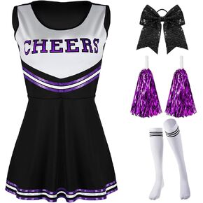 SATINIOR 4 Pcs Cheerleader Costumes for Women Adults Girls Cheer Uniform Outfit for Football Party