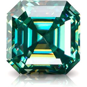GIGAJEWE Moissanite 6.0mm 1.0ct VVS1 Blue Green Color Moissanite Asscher Excellent Cut Loose Gemstones for Jewelry Making With Certificate