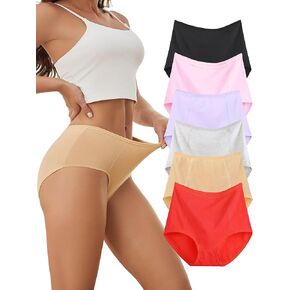 Cotton High Waisted Womens Underwear Full Coverage Soft Brief Panties 6 Pack