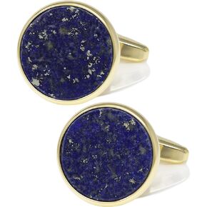 Men Mother Pearl Cufflinks With Box Gold Plated Rim Lapis Cuff Links Wedding Gift