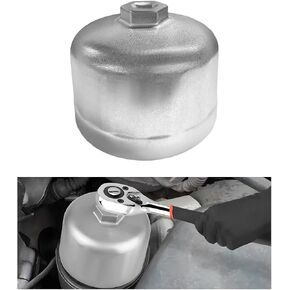 86.6mm/16P Flutes Oil Filter Wrench, Aluminum Cartridge Style Oil Filter Housing Cap, Removal Tool Cap Socket Wrench For Changing Oil, Maintaining Repairing Car Accessories (Black)